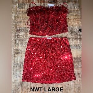 Brand New Christmas Bulbs Red Sequin Outfit Size Large